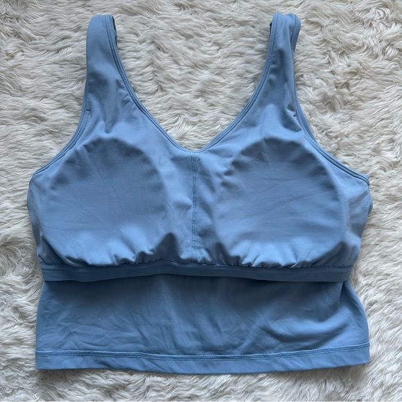 Athleta Sports Bra Transcend V-Neck Crop Bra Athletic Light Blue L - Picture 6 of 9